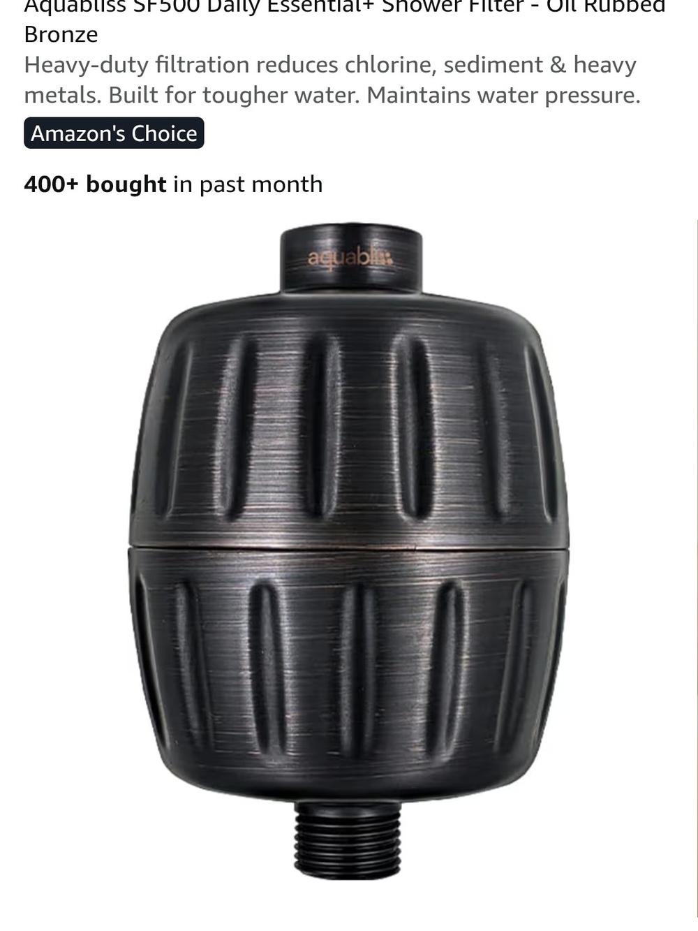 Aquabliss SF500 Shower Filter - Black/Bronze